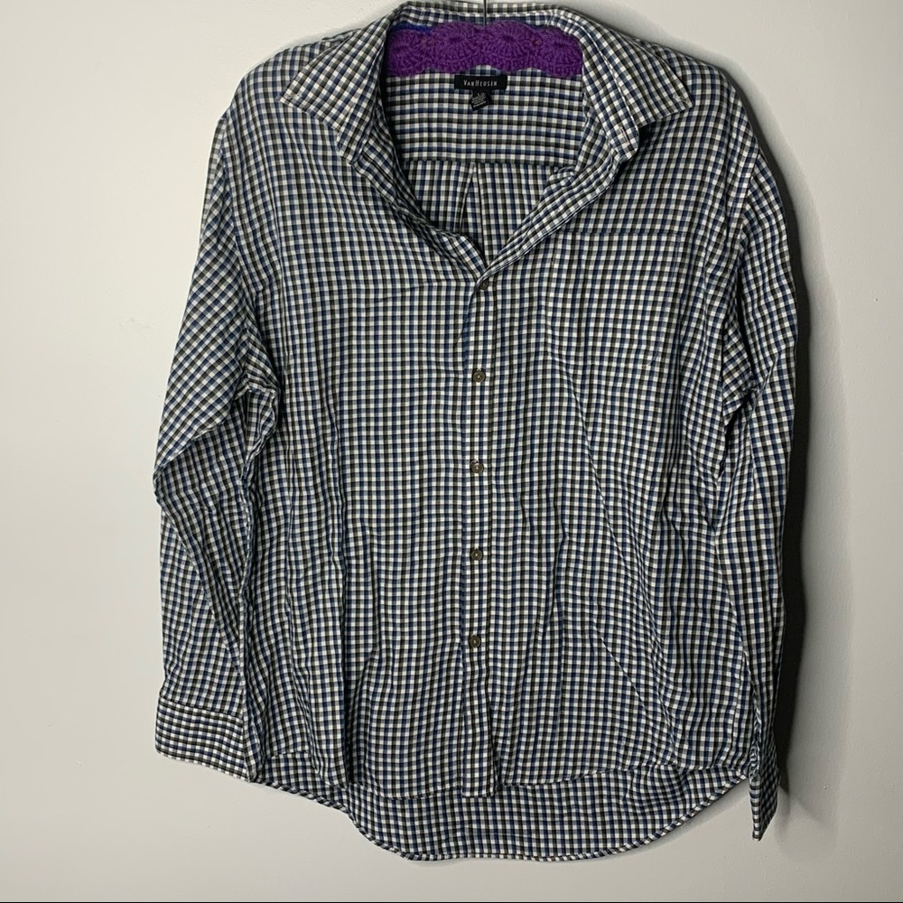 VanHeusen Large Button Down Checker 16-16.5 Shirt